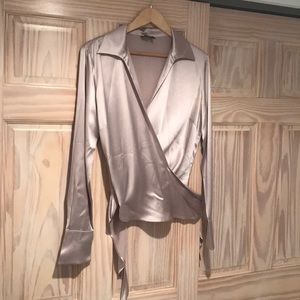 100% lilac silk blouse